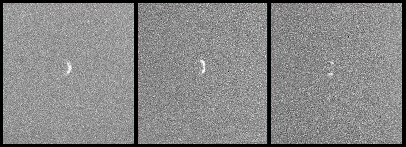 Il 21 maggio 2004, poco dopo mezzodì, la Luna nuova (non visibile nella foto perché non illuminata dal Sole) si è interposta tra la Terra e Venere. È un'"eclisse di Venere", anche se per questi fenomeni il termine corretto è occultazione. Questo fenomeno è abbastanza raro (l'ultimo è avvenuto una decina di anni fa), anche se capita quasi una volta l'anno che un pianeta sia occultato dalla Luna. Un tempo questi fenomeni erano importantissimi per lo studio dei pianeti, specialmente della loro atmosfera. Al giorno d'oggi, con tutte le sonde che vagano per il Sistema Solare, questi fenomeni interessano principalmente gli astrofili. L'immagine è stata ripresa con telescopio Schmidt-Cassegrain 2080, fuoco diretto, pellicola Scala 200, tempo 1/500" (foto e testo Ochner)